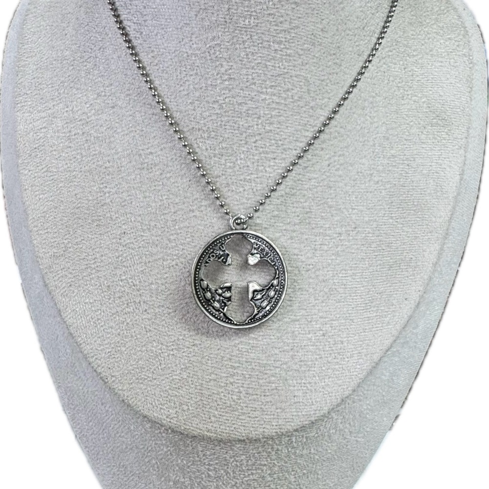 Aldo Silver Oval Cross Necklace